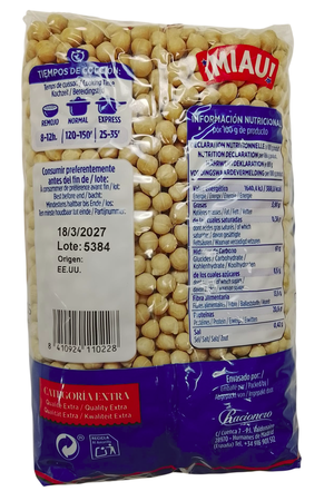Garbanzos pedrosillano calidad extra producto de la marca Miau 1 kg