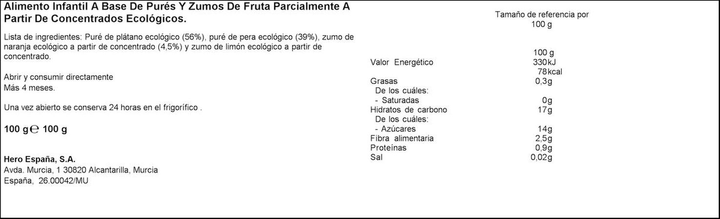 Pouch Hero solo eco frutas desde 4meses 100g