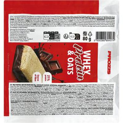 Barrita de proteinas whey con sabor a avena y chocolate Prozis 80g