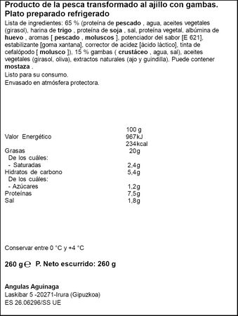 La Gula del Norte fresca con ajillo y gambas 260g