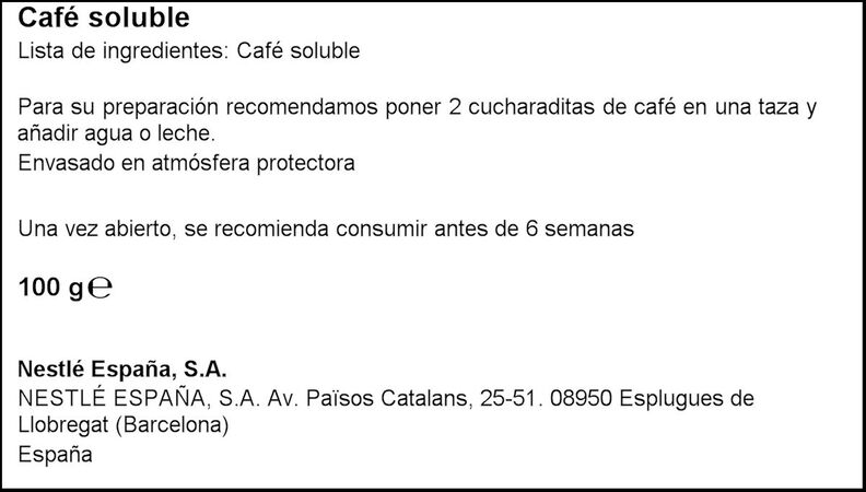 Café soluble Nescafé 100g natural