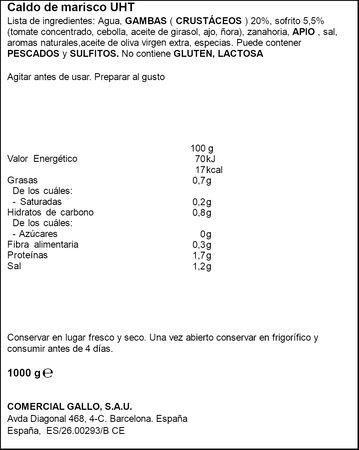 Caldo natural de marisco Gallo 1l