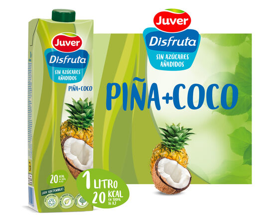 Bebida sin azúcar añadido de piña y coco Disfruta Juver 1L