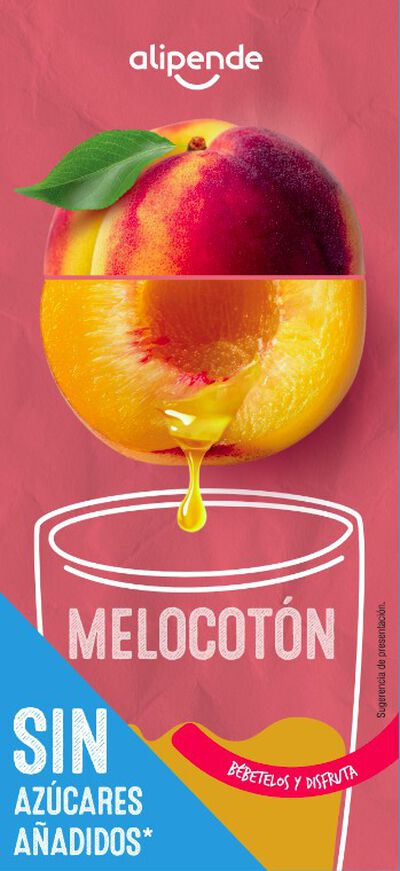 Bebida sin az&uacute;car a&ntilde;adido alipende 1l melocot&oacute;n