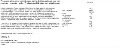 Fideos orientales pollo gallina blanca Yakisoba 2u