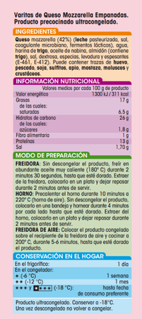 Fingers de mozzarella Alipende 400g rebozados