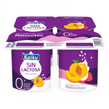 Yogur sin lactosa Kaiku pack 4 melocotón