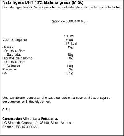 Nata para cocina con textura espesa Asturiana 500 ml