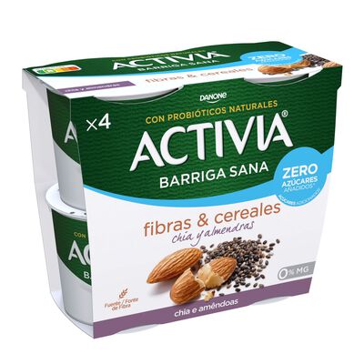 B&iacute;fidus probi&oacute;tico Activia desnatado 0% materia grasa pack 4 chia y almendras