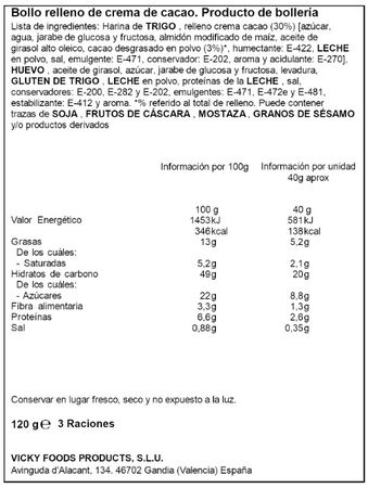 Bollisol Dulcesol boller&iacute;a relleno de cremoso de cacao 3 unid