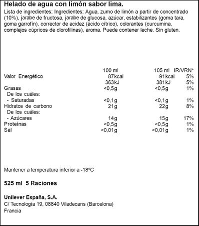 Helado Calippo Frigo lima-lim&oacute;n 5 uds