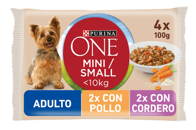 Comida h&uacute;meda Purina One para perro mini adulto pollo y cordero p4