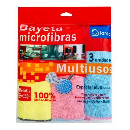 Bayeta de microfibra Lanta 3 uds multiusos