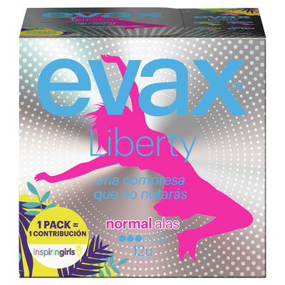 Compresas con alas liberty Evax 12 uds normal