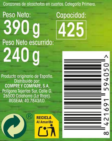 Alcochafa en trozos Alipende 240g