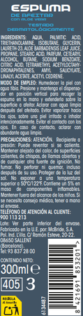 Espuma de afeitar Bodyplus 300 ml pieles sensibles