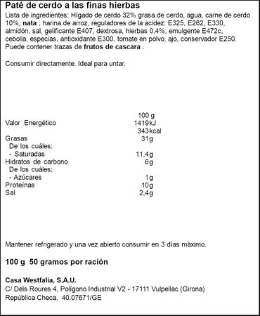 Paté Du Chef bloc 100 gr a las finas hierbas
