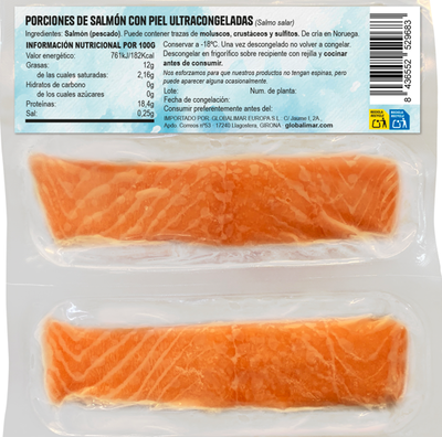 Salm&oacute;n en porciones con piel 250g
