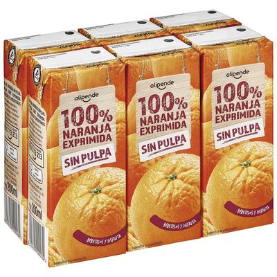 Bebida de zumo 100% exprimido sin pulpa Alipende 200 ml