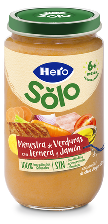 Tarrito de Menestra De Verduras con Ternera y Jam&oacute;n Hero Solo 235g