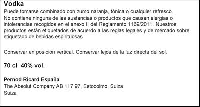 Vodka Absolut 70cl