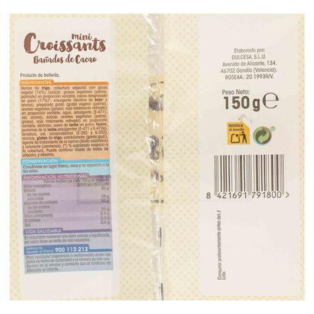 Mini croissants Alipende 150g con medio baño chocolate