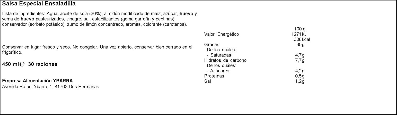Mayonesa Ybarra 450ml especial ensaladilla