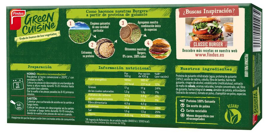 Burger Green Cuisine Findus 2 uds