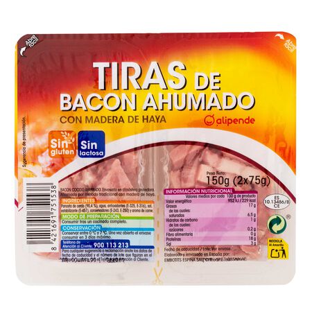 Tiras de bacon Alipende pack 2 de 75g