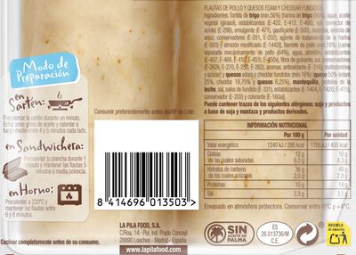 Flautas pollo y queso La Broche 275g
