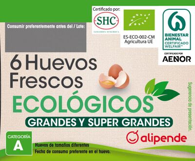 Huevos ecológicos Alipende 6u clase l-xl