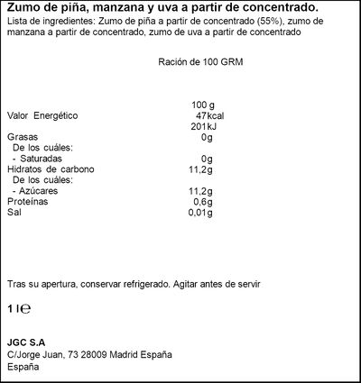 Zumo de piña y uva Don Simón 1l