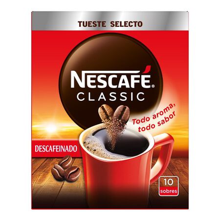 Café soluble descafeinado Nescafé 10 sobres mezcla