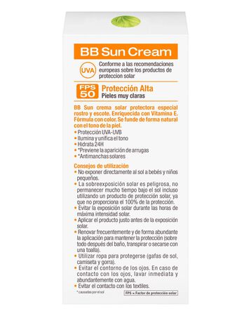 Crema solar facial Delial BB Sun 50ml FPS 50 con color