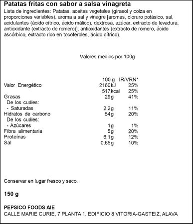 Patatas fritas lays 150g vinagreta