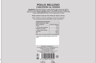 Pollo relleno 97% de pollo La Carlote&ntilde;a