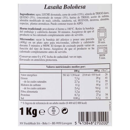 Lasaña boloñesa Pronto 1kg