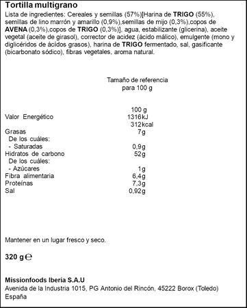 Tortilla 8 ceral-semillas Mission 320g