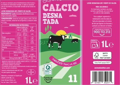 Leche calcio Alipende 1l desnatada