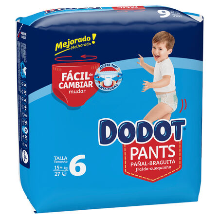 Pañales braga Dodot Pants talla 6 +15kg 27 uds