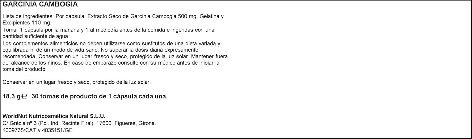 Garcinia cambogia Basic'S 30 cápsulas