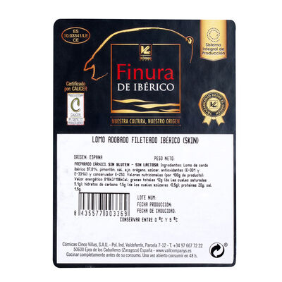 Lomo ibérico adobado fileteado Finura de Ibérico 350g aproximadamente