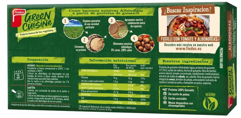 Albóndigas Findus Green Cuisine proteína guisante 240g