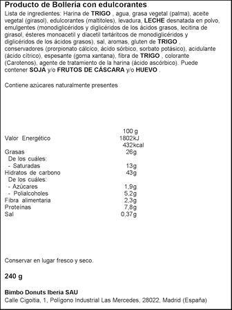 Croissant sin az&uacute;car a&ntilde;adido La Bella Easo 240g