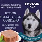 Comida h&uacute;meda perro Meque rico en pollo con cordero 300g