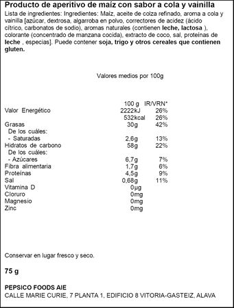 Snack de ma&iacute;z con sabor a cola y vainilla Cheetos 75g