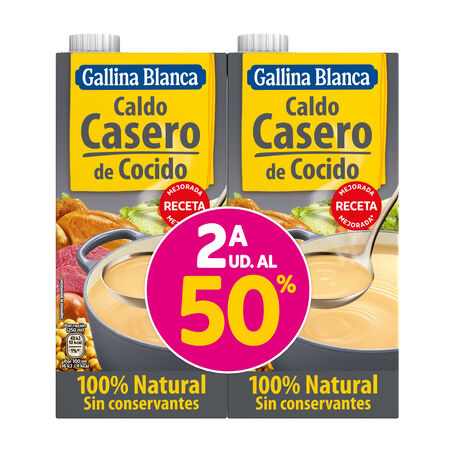 Caldo de cocido casero Gallina Blanca 1l 2ªunid al 50 pack 2