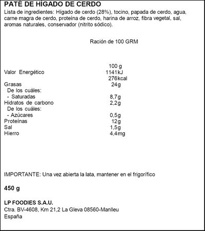 Pat&eacute; tapa negra La Piara 6x75g