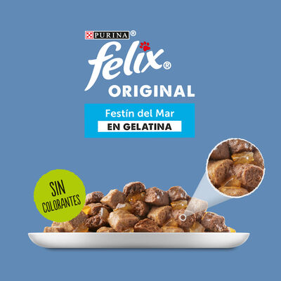Comida h&uacute;meda gato F&eacute;lix gelatina pescado pack 4