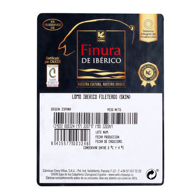 Lomo de cerdo ib&eacute;rico fileteado Finura de Ib&eacute;rico 350g aproximadamente
